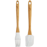 Kit Espátula e Pincel de Silicone Marmorizado Utensílios de Cozinha Bambu Yoi